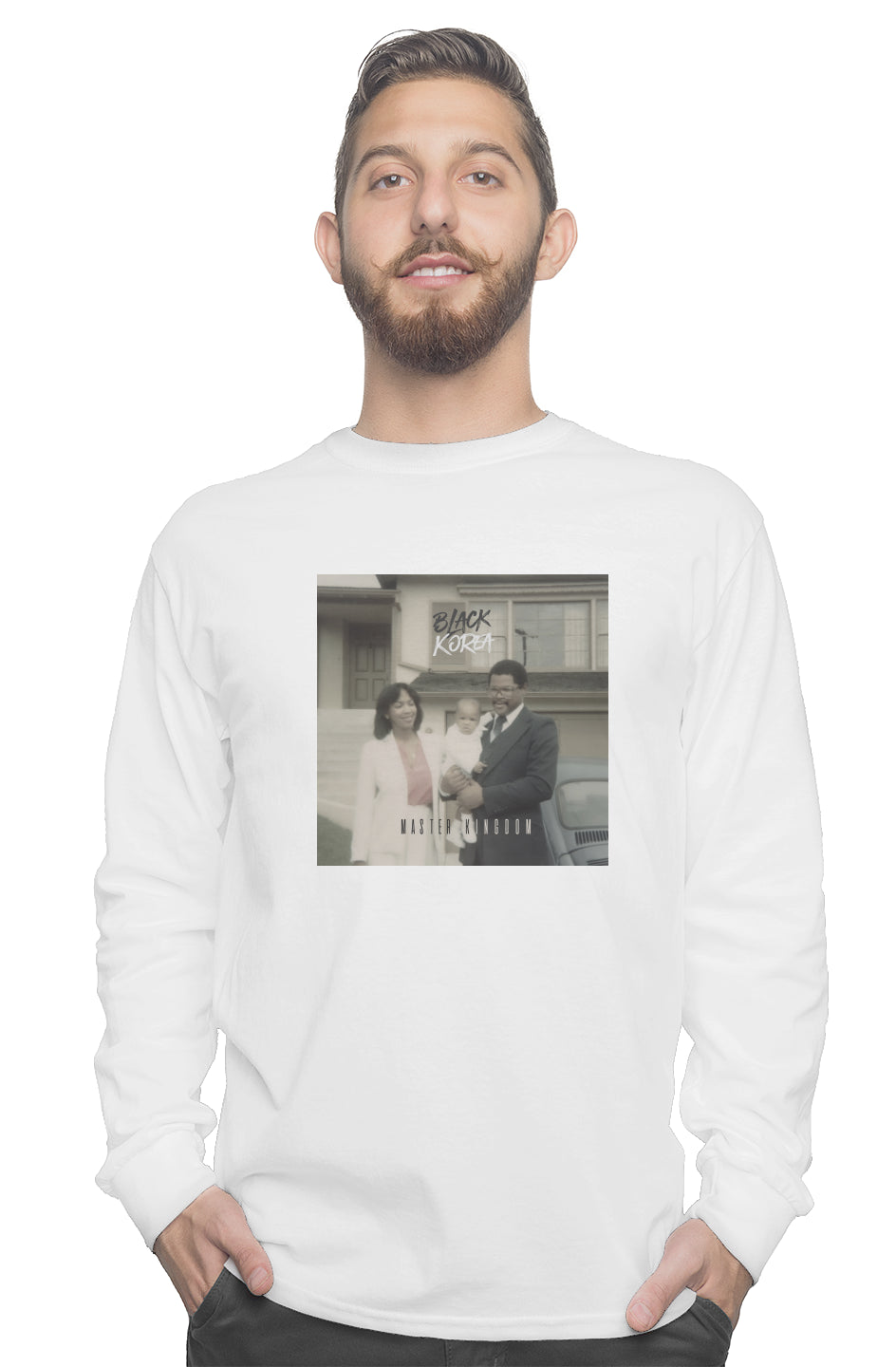 Black Korea white long sleeve tee